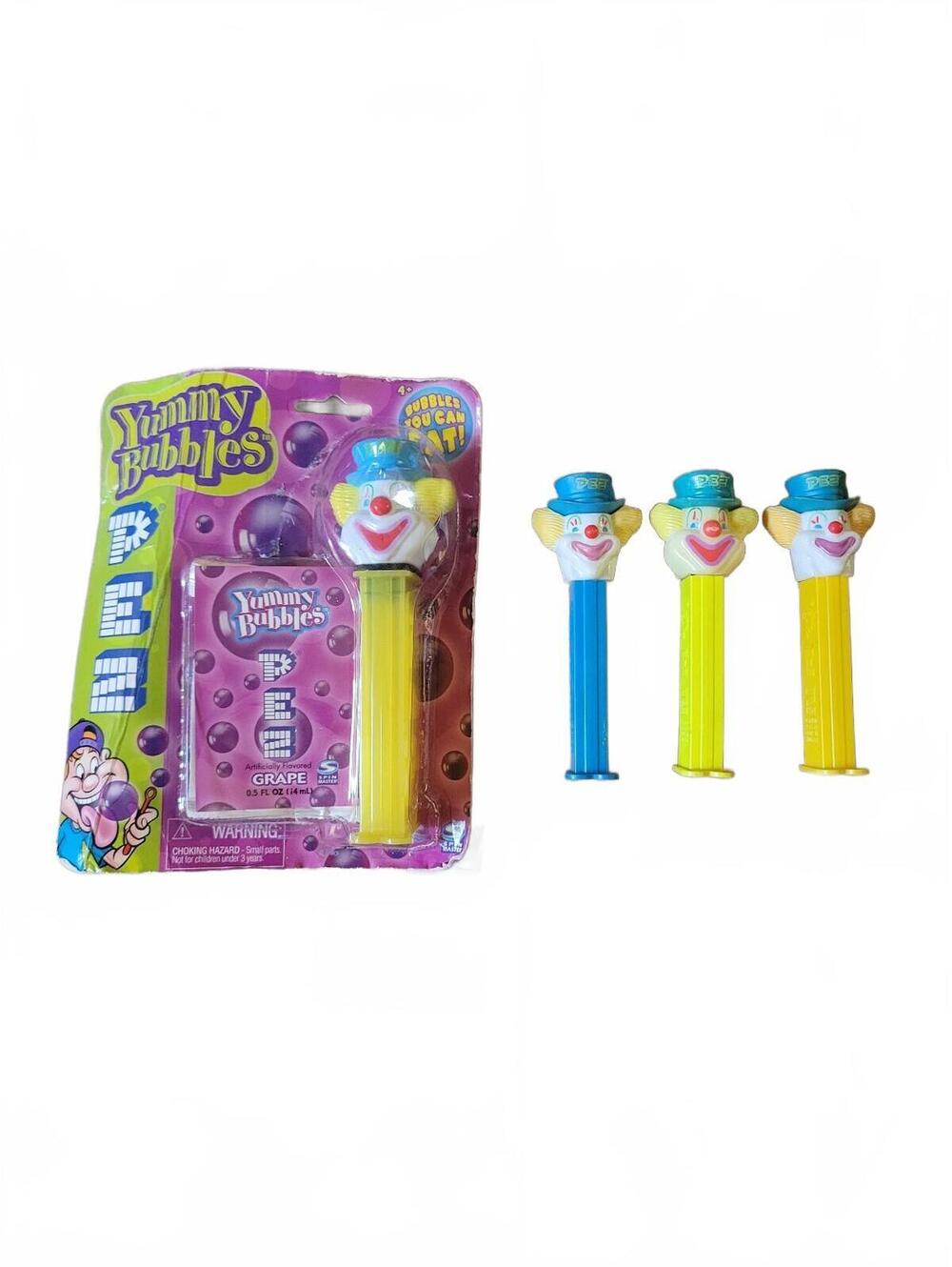 PEZ Yummy Bubbles Clown Dispensers with Grape Bubble Solution - Set of 4, Good